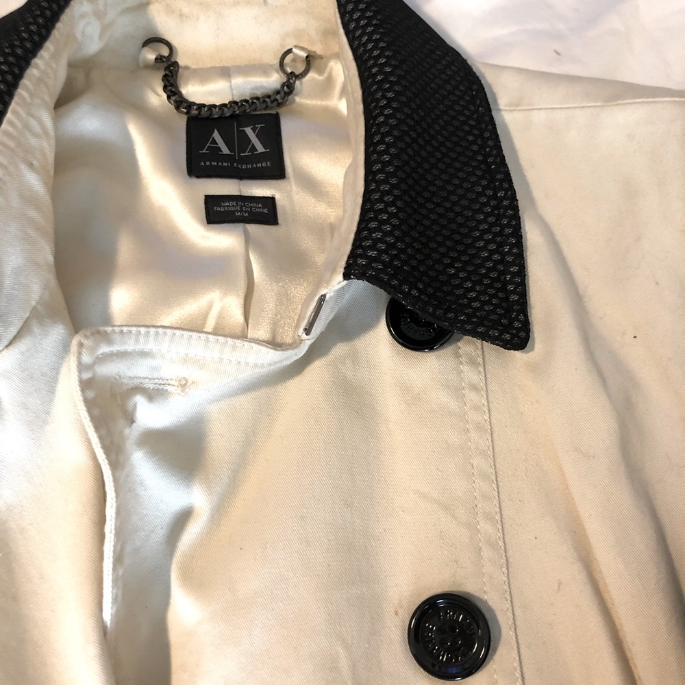 Armani Xchnage Trench Coat w Black Mesh Sleeves US M